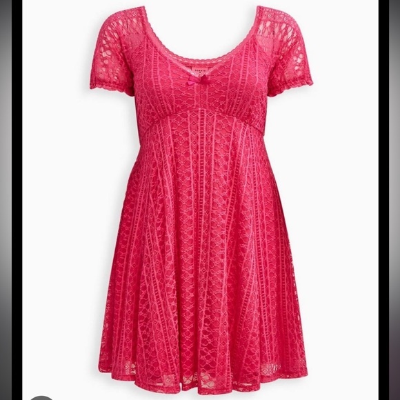 Torrid Betsey Johnson 3X plus size pink stretchy lace dress - Picture 1 of 5